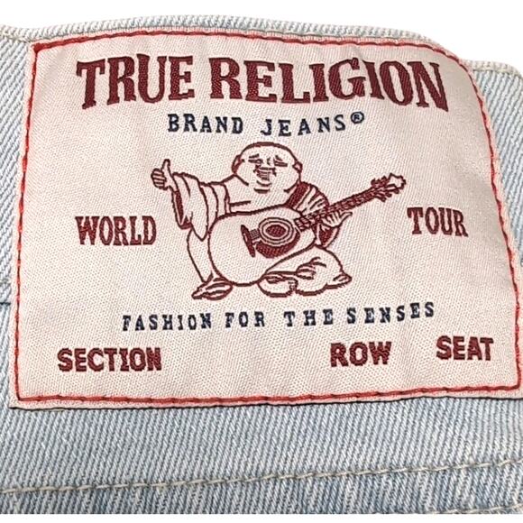 True Religion Rocco Denim Shorts Mens Size 34 Flap Light Wash Jean Jorts NEW NWT - Picture 5 of 16